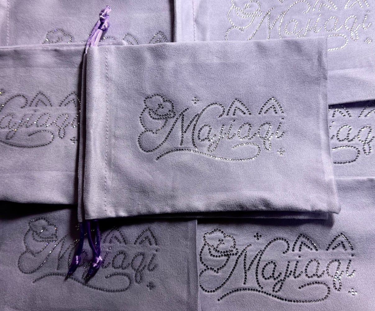 Custom Rhinestone Suede Pouch