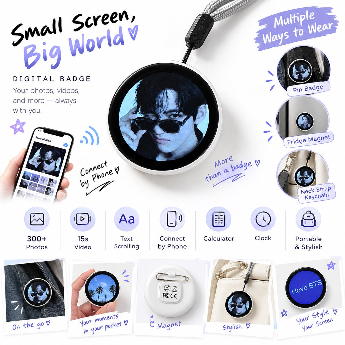 Pomme Mini Bias Badge – Custom Photo & Video Display