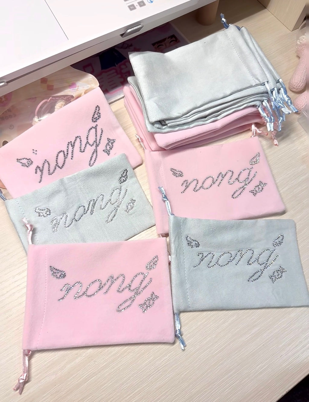 Custom Rhinestone Suede Pouch