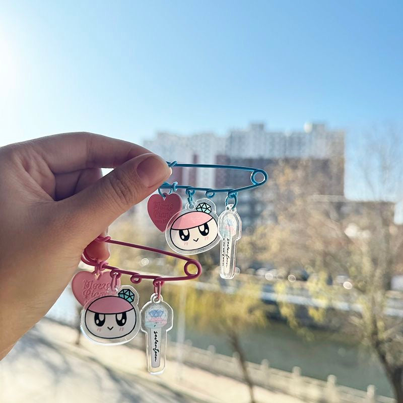 SEVENTEEN hot pink pin with charm