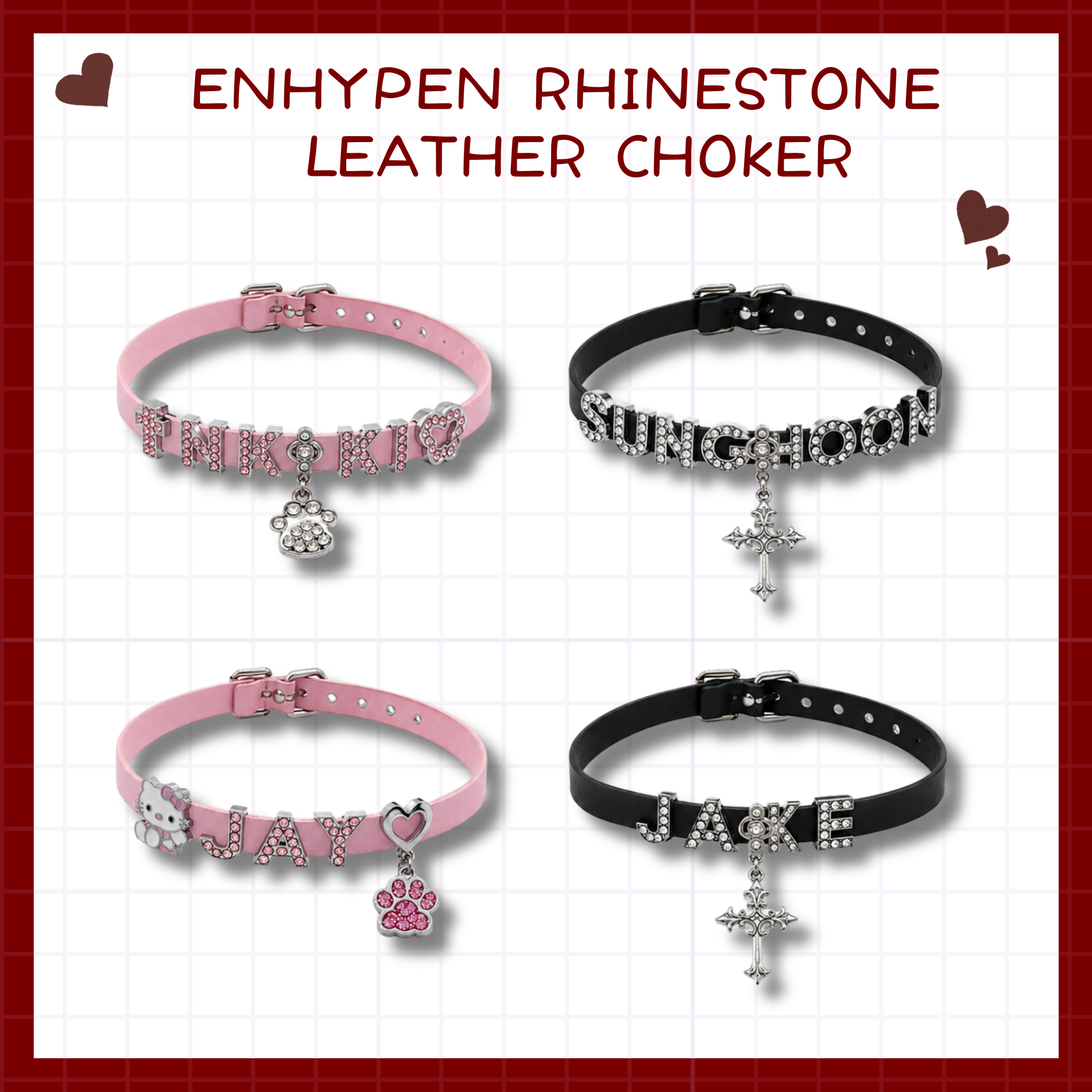 ENHYPHEN Rhinestone Leather Choker