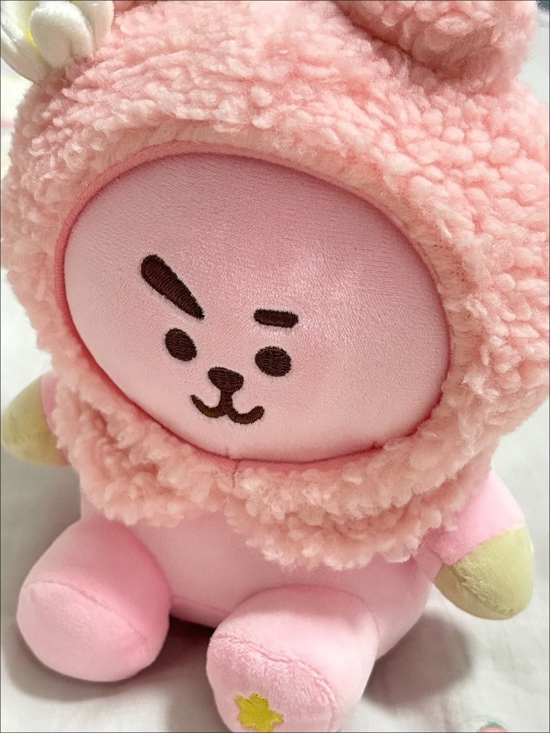 Llavero de peluche BTS x BT21 con capucha rosa