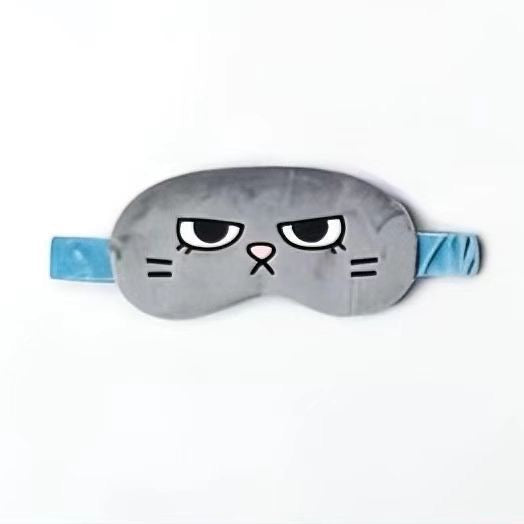 Gray cat character BOYNEXTDOOR plush eye mask with blue strap