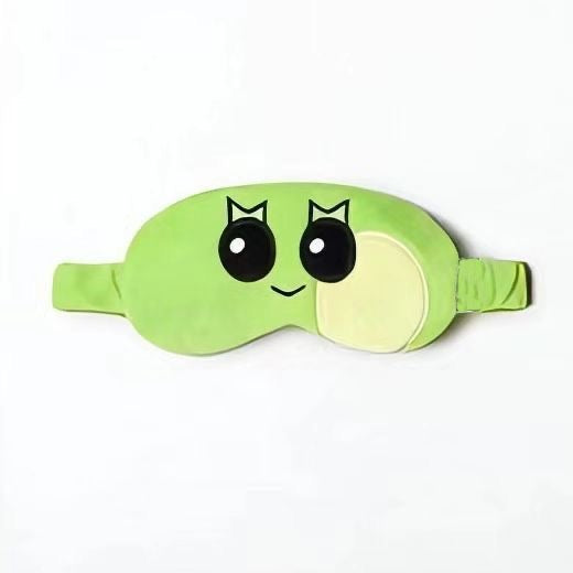 Green character BOYNEXTDOOR plush eye mask on a white background