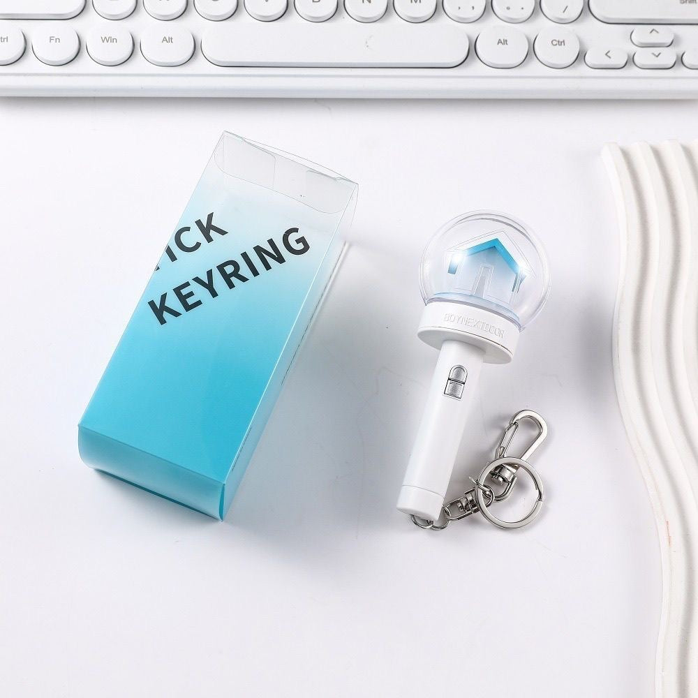 BOYNEXTDOOR mini light stick keychain with clear globe, keyring and clasp