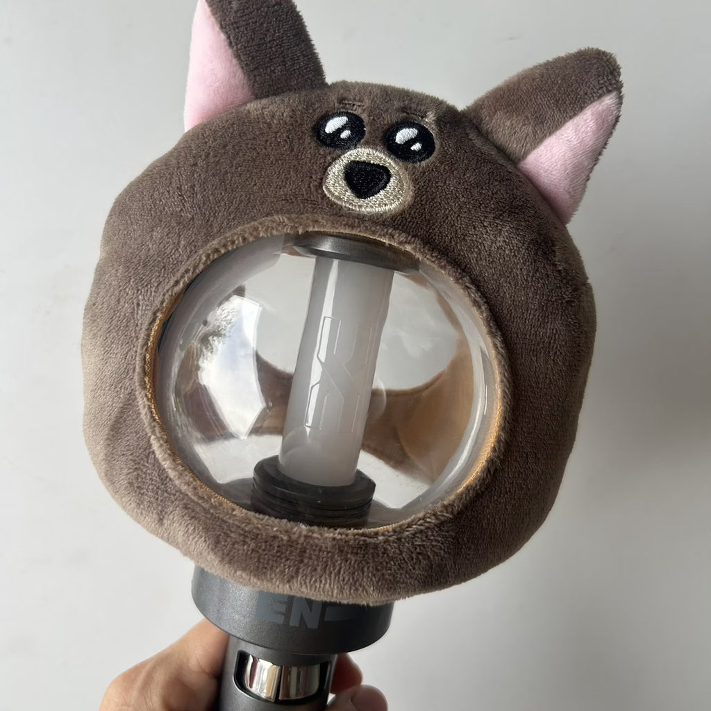 BOYNEXTDOOR light sticks decorated with BBNEXDO plush character covers