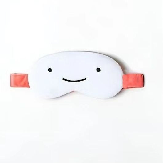 White smiling character BOYNEXTDOOR plush eye mask with coral strap