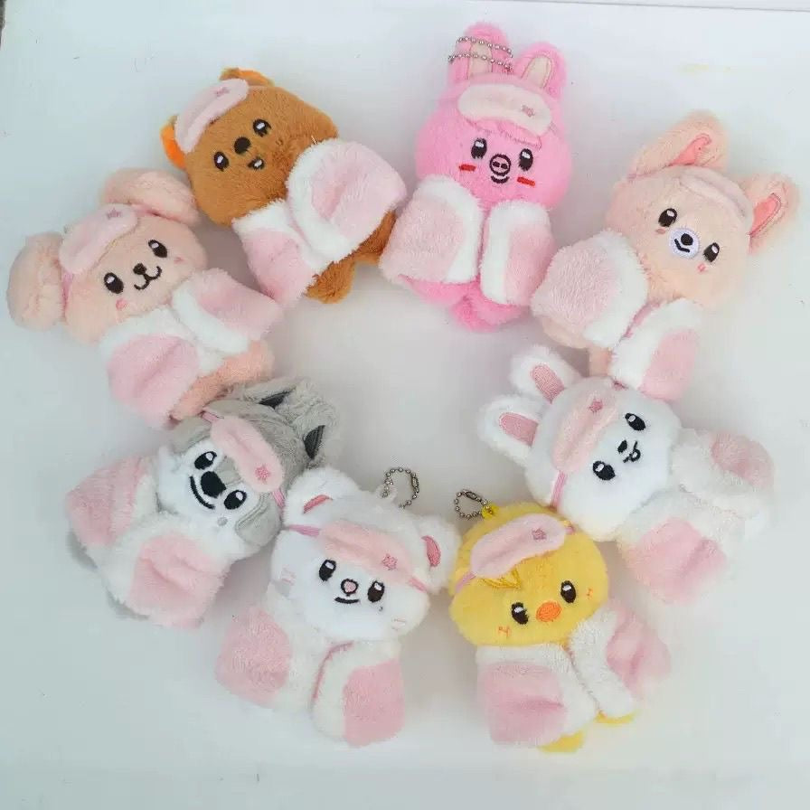 SKZOO Pajamas Plush character collection in pink and white outfits